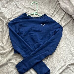 Gym shark blue crop long sleeve fitted